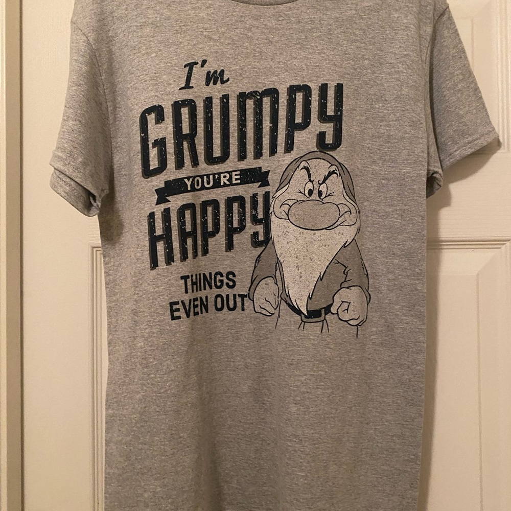 New Gray Grumpy Graphic T-Shirt Small Adult Unisex